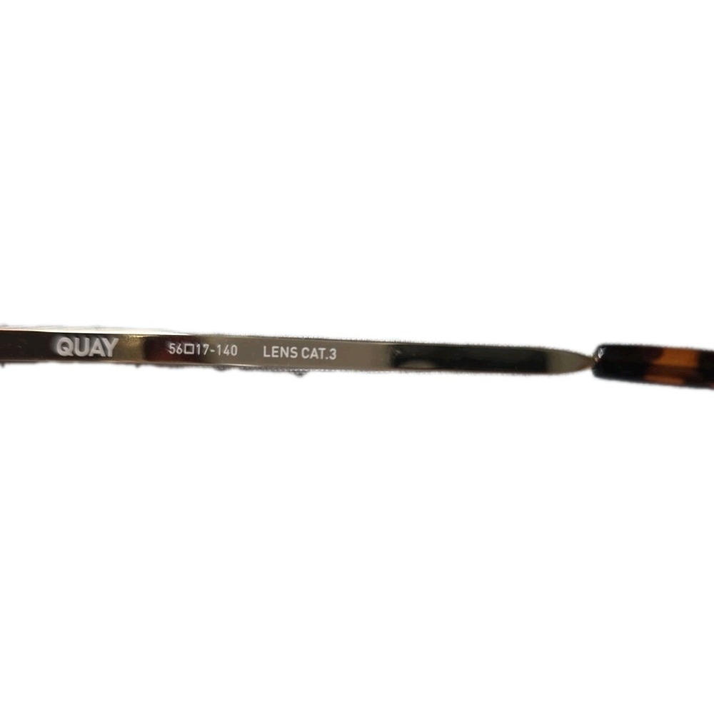 QUAY Australia "All In" Aviator Sunglasses – Tortoise Shell & Gold Frame W/ Case - Picture 6 of 16